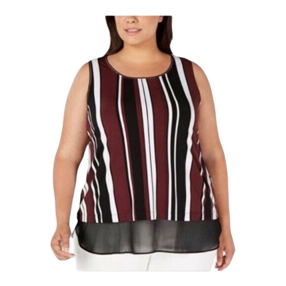 NEW Alfani Plus Size Blouse Stripe Tank Top Sleeveless Plus 2X